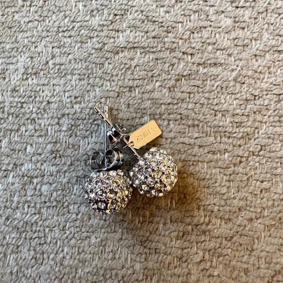 Coach Crystal Pavé Ball Stud Earrings - Silver-Tone - Picture 2 of 4